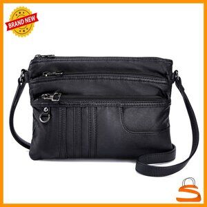 Small Crossbody Purse with Multiple Pockets, Adjustable Strap, Faux Leather